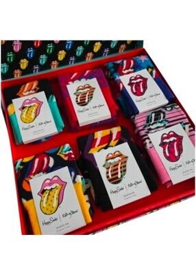 NWT Happy Socks x The Rolling Stones 6-Pack Women's Collector's Gift Box Set